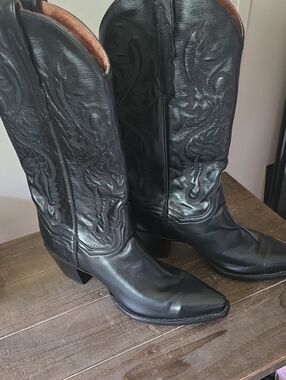 Dan Post Classic Black Leather Women's Western Boots